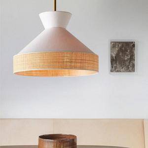 Lampe suspendue de style japonais en rotin blanc E27, plafonnier rond pour chambre à coucher, salon, salle de thé, hôtel, bar, éclairage décoratif - Product Image 1