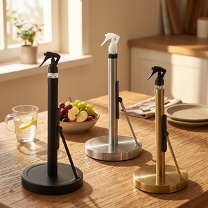 2 in 1 Attractive <b>Standing</b> Paper Roll Mount Paper Dispensers Paper Towel Holder with Spray Bottle for <b>Kitchen</b> & Bathroom - Product Image 1