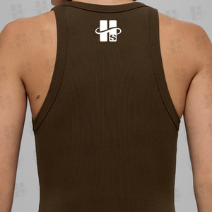 Canotta Sportiva <span class=keywords><strong>Nera</strong></span> da Donna con Stampa Puff Personalizzata, Top Corto a Costine con Logo per Allenamento e Palestra - Product Image 4