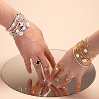 Ensemble de Bijoux Dylam Fabricant Argent S925 5A CZ, Bracelet Chaîne à Maillons Onyx Émeraude et Trèfle à Quatre Feuilles pour Femmes et Hommes