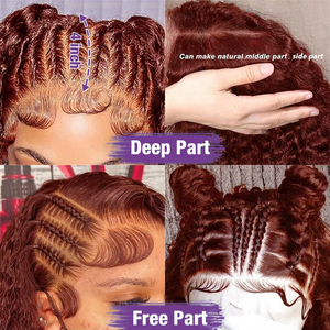 33 # <span class=keywords><strong>auburn</strong></span> brun rouge <span class=keywords><strong>couleur</strong></span> vague d'eau brute longue dentelle bouclés vendeurs de perruques de cheveux humains suisse HD 13x4 dentelle frontale fermeture perruques - Product Image 3