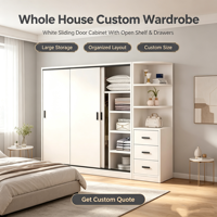 Armoire coulissante en bois massif blanc, mobilier de maison, design moderne et simple, étagère ouverte personnalisée, tiroir latéral grand format pour chambre à coucher