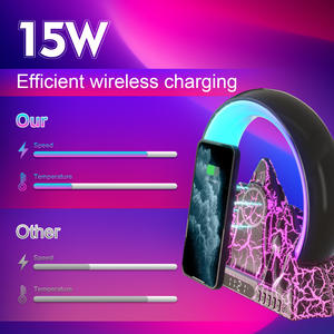 Nuevos efectos de grietas volcánicas multifuncionales, Control de aplicación de decoración del hogar, altavoz RGB BT, cargador inalámbrico de 15W para iPhone 15, reloj despertador - Product Image 2