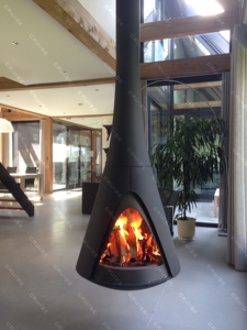 CRUISE Cuivre-rouge Suspendu Dimensions personnalisées Coin <span class=keywords><strong>Cheminée</strong></span> à bois à <span class=keywords><strong>foyer</strong></span> <span class=keywords><strong>ouvert</strong></span> Hall commercial <span class=keywords><strong>Cheminée</strong></span> ronde à conduit droit - Product Image 3