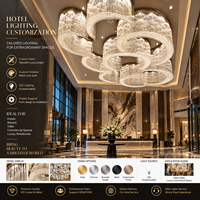 Lustre circulaire combiné en cristal, luminaire suspendu LED personnalisé pour hall d'hôtel, salle de banquet, éclairage de plafond pour projets d'ingénierie