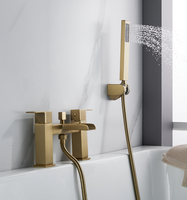 Robinets de bain-douche en or brossé, mitigeur de baignoire de salle de bain en cascade, mitigeur de bain-douche à double levier avec ensemble de douchette