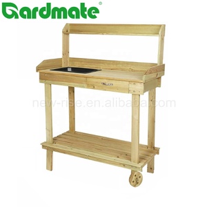 Table de rempotage <span class=keywords><strong>en</strong></span> <span class=keywords><strong>bois</strong></span> de jardin à roulettes pour serre de jardin balcon patio pelouse jardin <span class=keywords><strong>banc</strong></span> de rempotage - Product Image 2