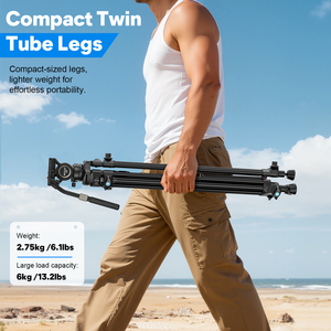 Trípode de Video WEYLLAN VP5 de 70'', Trípode de Viaje de Aleación de Aluminio con Cabezal Fluido con Amortiguación de Inclinación y Giro DF6, Tamaño Pequeño, Carga 6 kg L96 - Product Image 4