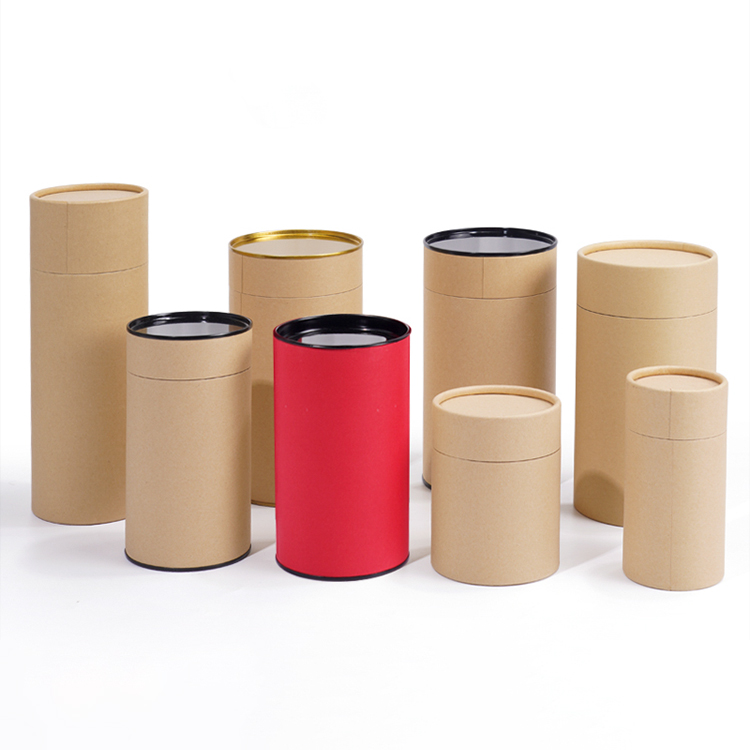 Biodegradable Custom LOGO Printed Food Tubes Container Cylinder Kraft Paper Tube Packaging for Drinks Tea Coffee