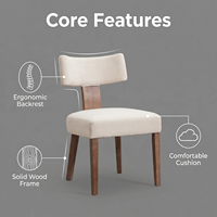 Chaises de salle à manger modernes du milieu du siècle, rembourrage en coton, dossier solide, cadre en bois dur, salon, chambre à coucher, utilisation hôtelière, imperméable, durable
