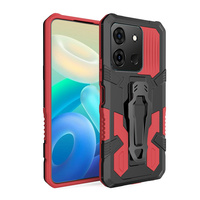 Slijtvaste TPU+PC telefoonhoes, anti-kras, anti-val, verborgen standaard, verhoogde camera-afdekking voor Infinix Smart 8/Smart 7