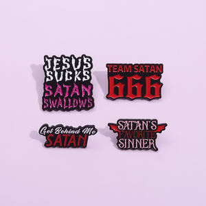 Satan ist Favorit Sünder Emaille Pins Benutzer definierte Jesus saugt Satan Schwalben Brosche Rucksack Revers Abzeichen Punk Gothic Schmuck Zubehör - Product Image 3