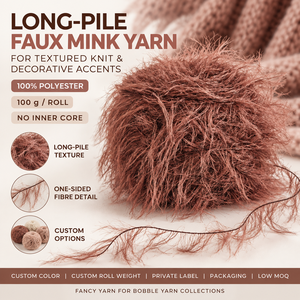 Fil fantaisie en polyester à poils longs unilatéraux <span class=keywords><strong>de</strong></span> 8 cm, haute ténacité, teint en fil, couleur châtain, moelleux, pour le tricot - Product Image 1