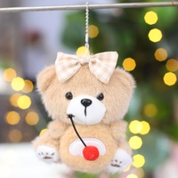 Porte-clés en peluche ours en biscuits blancs et bruns, personnalisé en usine OEM, pour cadeau d'anniversaire, décoration de sac à dos, pendentif de clé de voiture, article de boutique