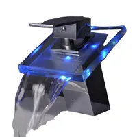 Sobbelee — robinet mitigeur de lavabo LED en laiton, chute d'eau, couleurs de température changeantes, salle de bains, robinet de pont, robinets en verre