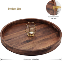 Plateau en bois uni, grande assiette en bois pour aliments, plateau de service rond en noyer, plateau de service en bois de qualité supérieure, diamètre 20 ou 25 pouces