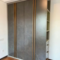Armoire avec tiroirs, style moderne français, gris métallisé, pour chambre principale, marbre expresso, style côtier