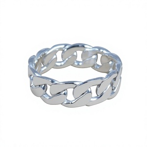 Anillo de Cadena de Plata de Ley 925, Joyería Fina Antigua Hecha a Mano, Estilo Cristiano, Certificada - Product Image 1