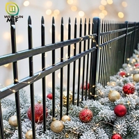 Valla Tubular de Acero, Paneles Metálicos Modernos con Recubrimiento de Polvo Negro para Jardín Residencial