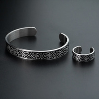Bracelet jonc en acier inoxydable pour homme, anneau nœud Viking, amulette vintage, talisman, bijoux, cadeau de Noël, ensemble de bijoux