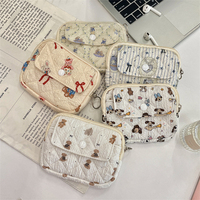 Sac de rangement multifonctionnel pliable et portable, matelassé, durable, avec motif floral de dessin animé mignon, élégant, pour cartes de certificat et clés