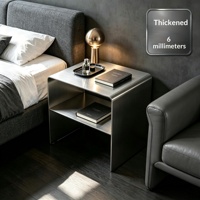 Table basse de style médiéval en acier inoxydable épaissi, table d'appoint, étagère de rangement, table de chevet multifonctionnelle