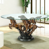 Table basse moderne en bronze coulé antique grandeur nature avec figurine de cheval et design 3D pour la décoration intérieure