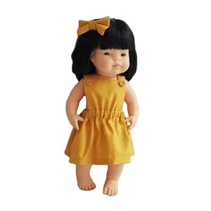 Minikane Dolls Clothes Country Style Mustard Suspender Skirts Cotton Dress Dolls