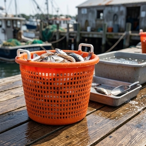 <span class=keywords><strong>Panier</strong></span> de rangement en plastique lourd orange pour utilisations multiples pour la pêche aux écrevisses et le stockage liquide des fruits, légumes et aliments - Product Image 1
