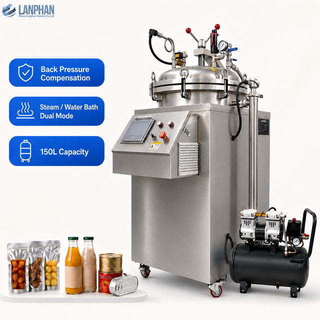 Automatic Steam and Water Bath Retort Sterilizer Large 75L 100L 150L Autoclave Sterilization Machine for Canned Meat Sauce Jam