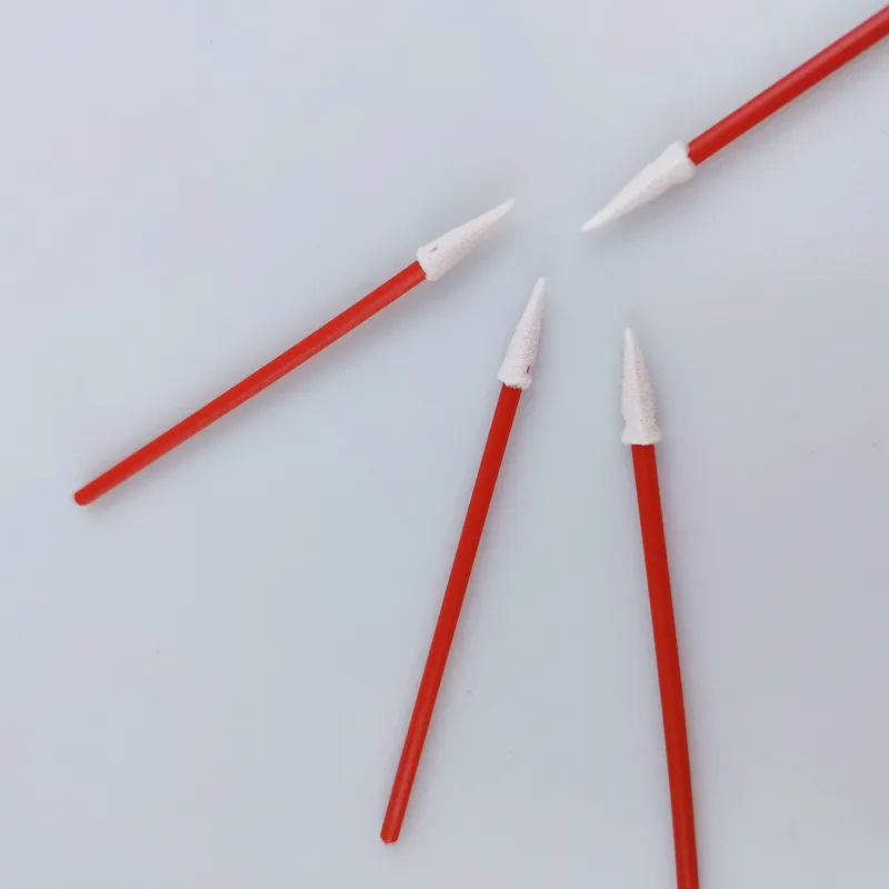 Hisopos de espuma puntiagudos rojos con cabezal puntiagudo para aplicaciones de limpieza de precisión