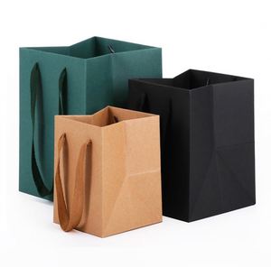 Bolsa de Regalo Cuadrada Alta Clásica de Alta Calidad con Cinta, Bolsa de Cartón Kraft Marrón para Empaque de Ramos - Product Image 2