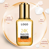 Private Label 24k siero dorato e siero schiarente viso vitamina organica C sbiancante siero viso OEM