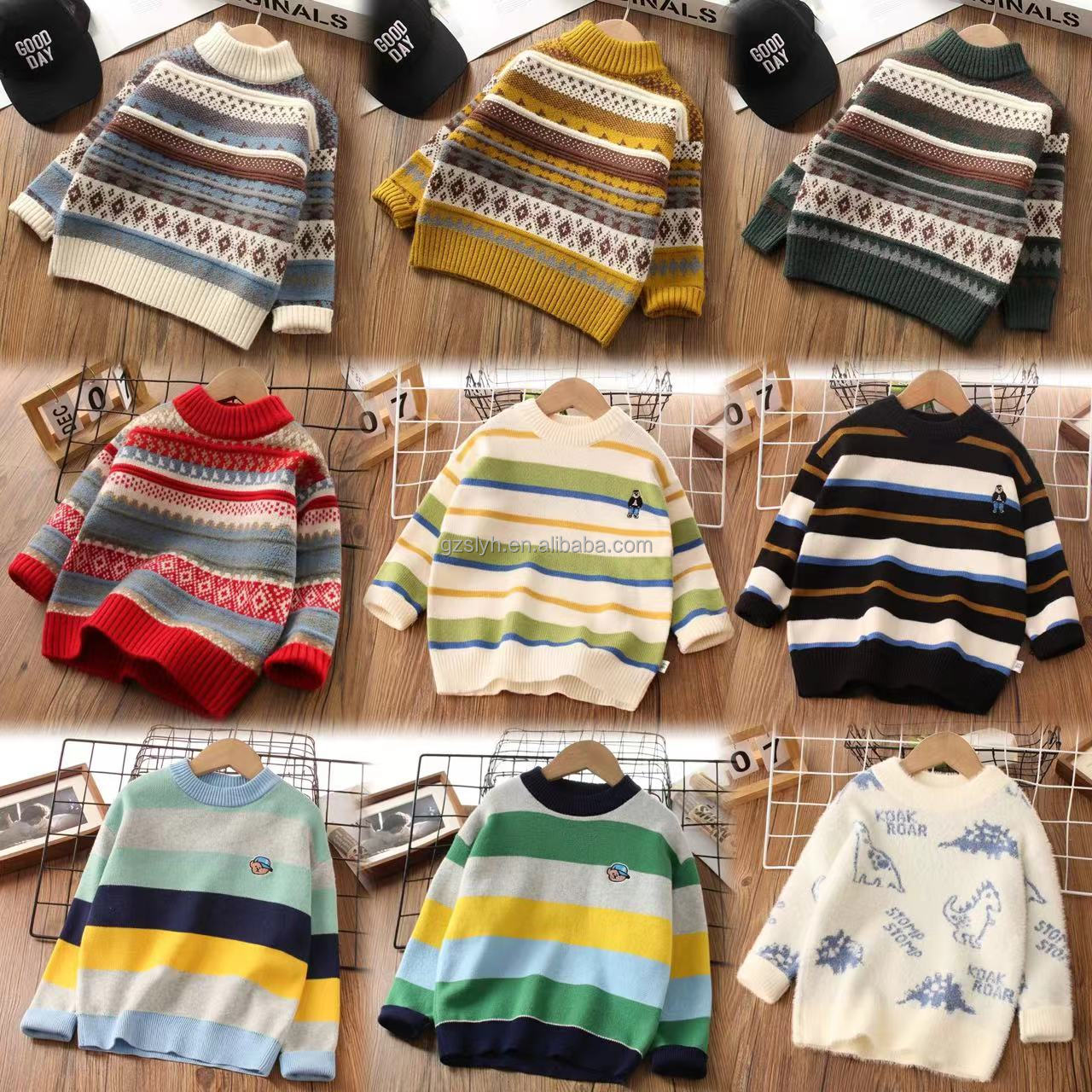 Wholesale Colorful and Fashionable Printed Winter Baby Sweaters, Loose and Casual Pullovers, Children's and Girls' Pullovers