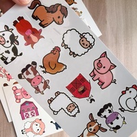 Stiker Tato Sementara Hewan Ternak untuk Anak-Anak, Tato Tubuh Lucu Babi Kuda Sapi Domba Tahan Air untuk Hadiah Pesta Ulang Tahun Anak