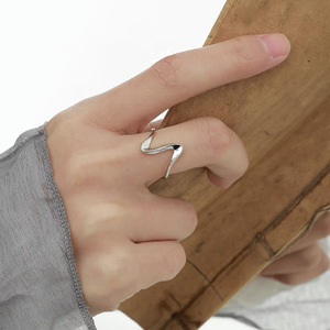 S925 Sterling Silver Irregular Wave <b>Ring</b> Polished Minimalist <b>Open</b> Design For Women Everyday Wear - Product Image 4