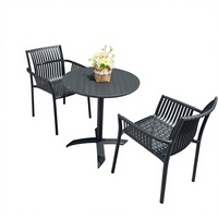 Table et chaises pliantes d'extérieur en plastique à motif bambou tendance pour cours, jardins, cafés et salons de thé
