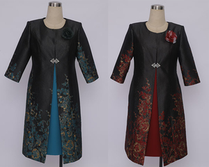 Ensemble de costume élégant pour femmes pour l'église : Nouvelle veste longue avec robe pour la cérémonie de mariage et les occasions formelles 2025 - Product Image 2