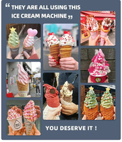 Machine à glace molle commerciale avec fonction yaourt glacé, saveurs lait et eau, 1900W haute puissance