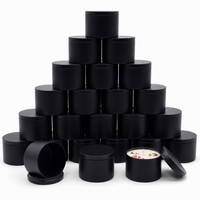 Boîtes en étain pour bougies de 2 oz, 4 oz, 6 oz, 8 oz, 10 oz, 16 oz avec couvercle, logo personnalisé en usine, boîte en étain noire mate, contenants en métal pour bougies