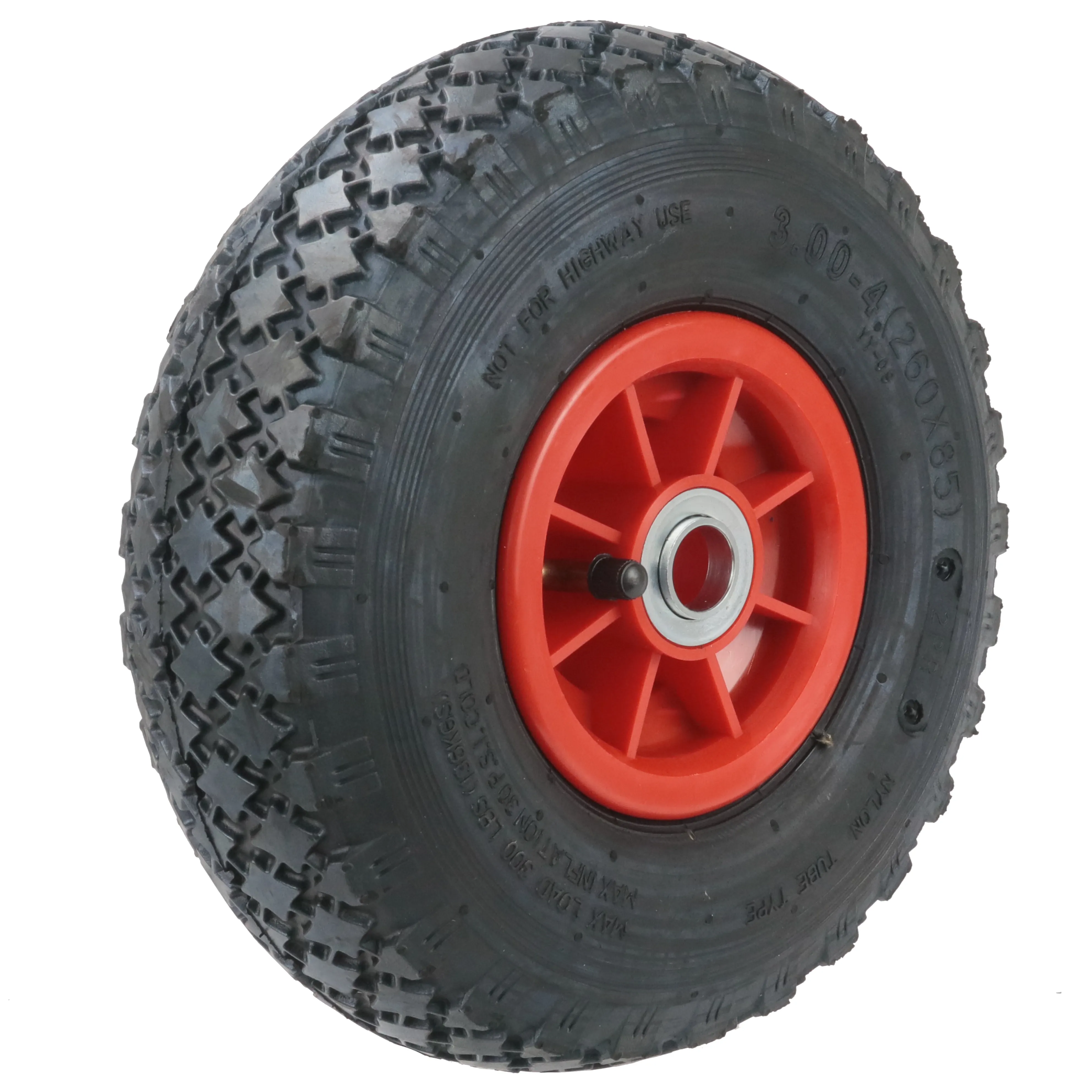 HKT1296 wholesale 10x3.00-4 puncture proof tires 3.00-4 flat free tires red plastic rim 10 inch pu foam wheels