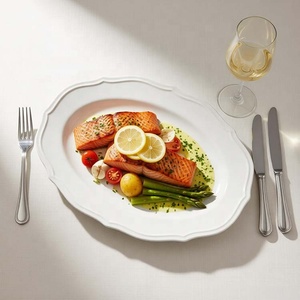 Vajilla Resistente de 10/12 Pulgadas para Bodas, Platos de Pescado Ovalados de Porcelana Personalizados, Platos de Cerámica Blancos para Restaurantes - Product Image 5