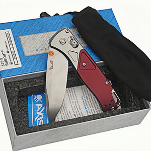 Cuchillo Plegable para Camping Tredknix BM535-9 Rojo, Hoja de Acero S30V con Punta Plana, Mango de Aleación de Aluminio, Grado Industrial - Product Image 6