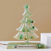 Décoration de Noël en résine verte en forme de cristal, ornement d'arbre, décoration de table intérieure, décoration de fête, décoration de maison, fournitures de fête