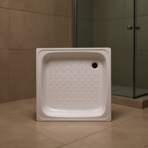 Receveur de douche en acier blanc 80 x 80 cm, hauteur 8 cm, avec grille de drainage pour salle de bain - Product Image 3