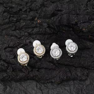 Clip per <span class=keywords><strong>orecchio</strong></span> maschio e femmina in rame con zircone perno rotondo senza Piercing - Product Image 2