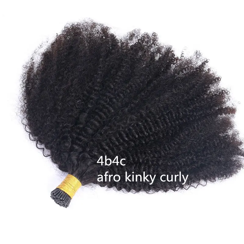 wholesale premium virgin 3b 3c 4b 4c i tip afro kinky tight curly i tip hair extensions