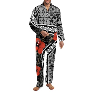 <span class=keywords><strong>Pigiama</strong></span> da <span class=keywords><strong>uomo</strong></span> in poliestere di alta qualità con stampa su richiesta cultura polinesiana in stile samoano personalizzato di ultima progettazione - Product Image 3