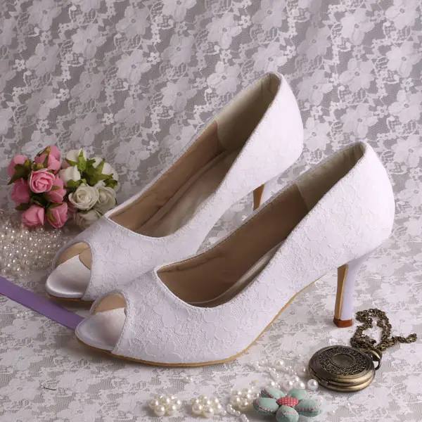 dropship tacchi scarpe pizzo bianco da sposa catalogo