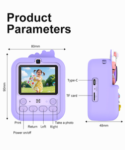 Imprimante sans encre avec appareil photo, caméra double avant et arrière pour enfants avec vidéos 1080P, cadeaux d'anniversaire, jouet de voyage portable - Product Image 5